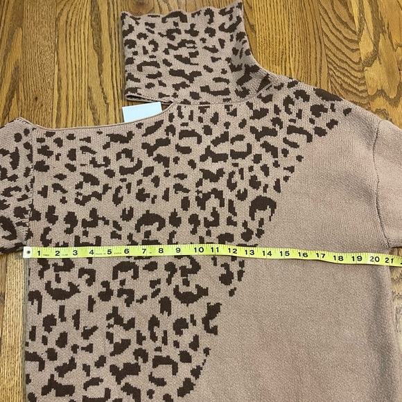 NWT High Neck Leopard Sweater with Side Cut Shoulder - Picture 10 of 14